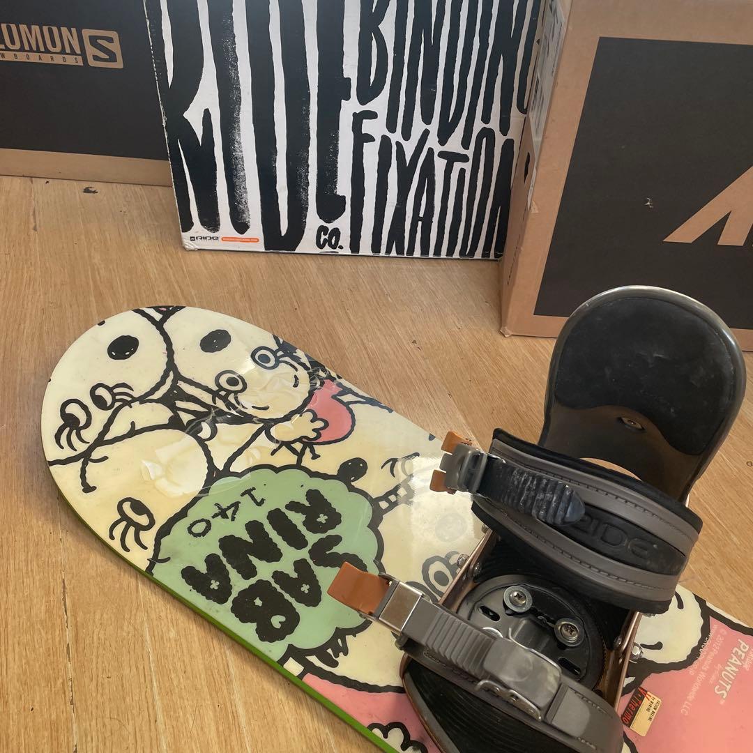 SABRINA×RIDE　サブリナ　バイン付スノーボードセット　スヌーピーコラボ
