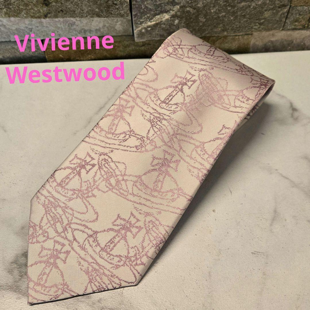 Vivienne Westwood ヴィヴィアン　オーブ　総柄　ネクタイ　ピンク