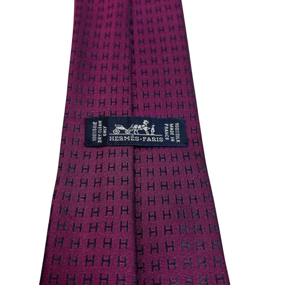 HERMES エルメス　ファソネ　 ジャカード シルク ネクタイ パープ