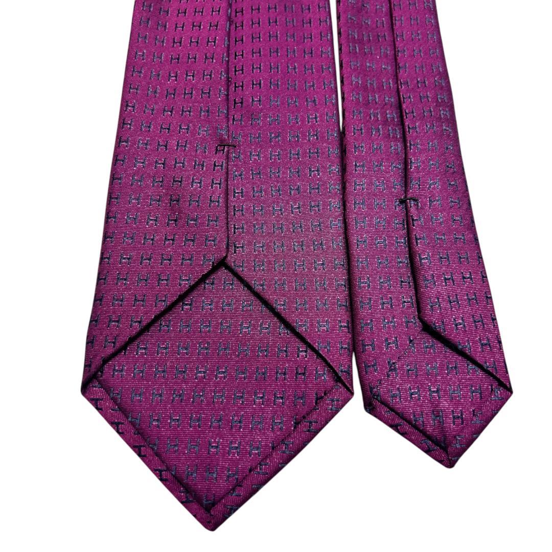 HERMES エルメス　ファソネ　 ジャカード シルク ネクタイ パープ