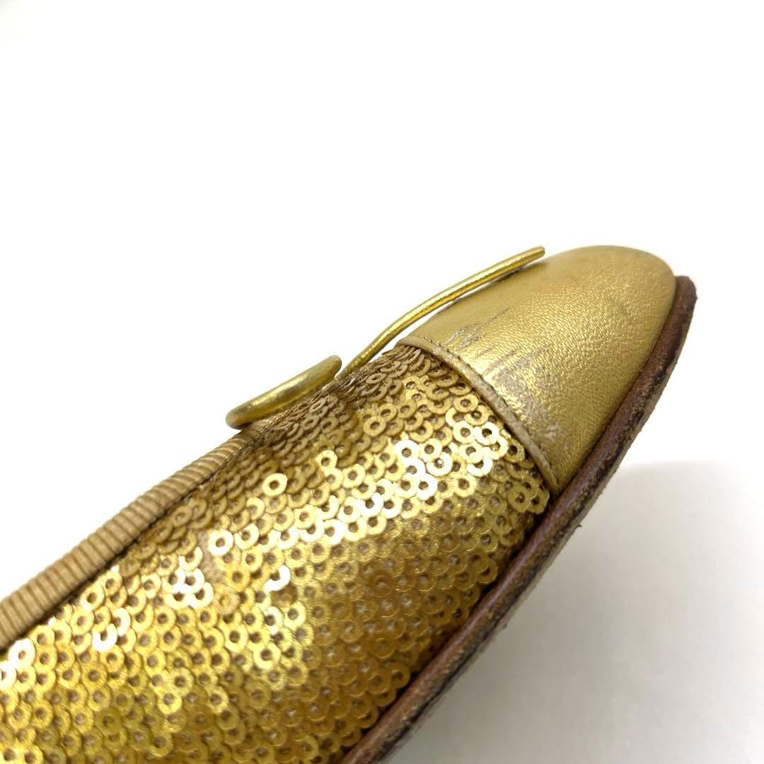 CHANEL ゴールド バレエシューズ スパンコール 36 イタリア製 23cm