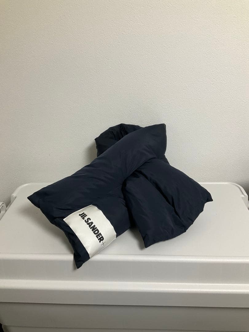 【美品タグ無し】ジルサンダー JIL SANDER ダウンマフラー ネイビー