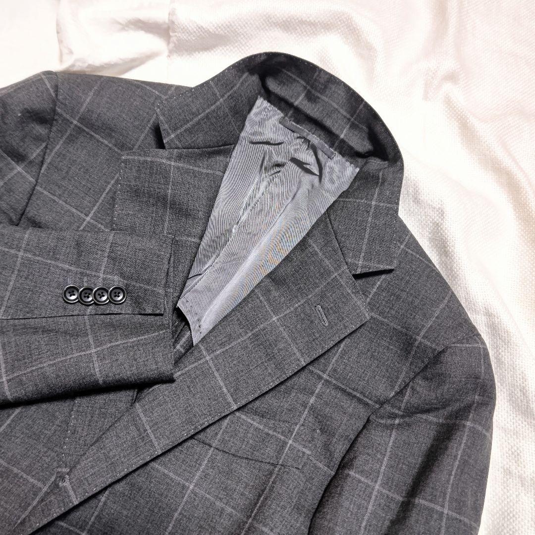 ビームスエフBEAMS Fウィンドウペーンチェック柄グレースーツ上下セットアップ