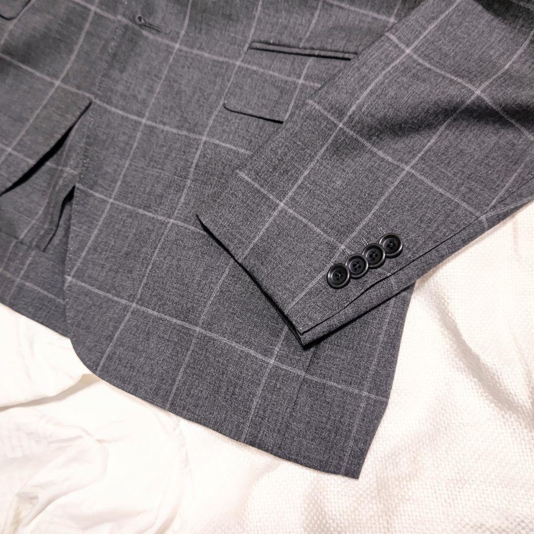 ビームスエフBEAMS Fウィンドウペーンチェック柄グレースーツ上下セットアップ