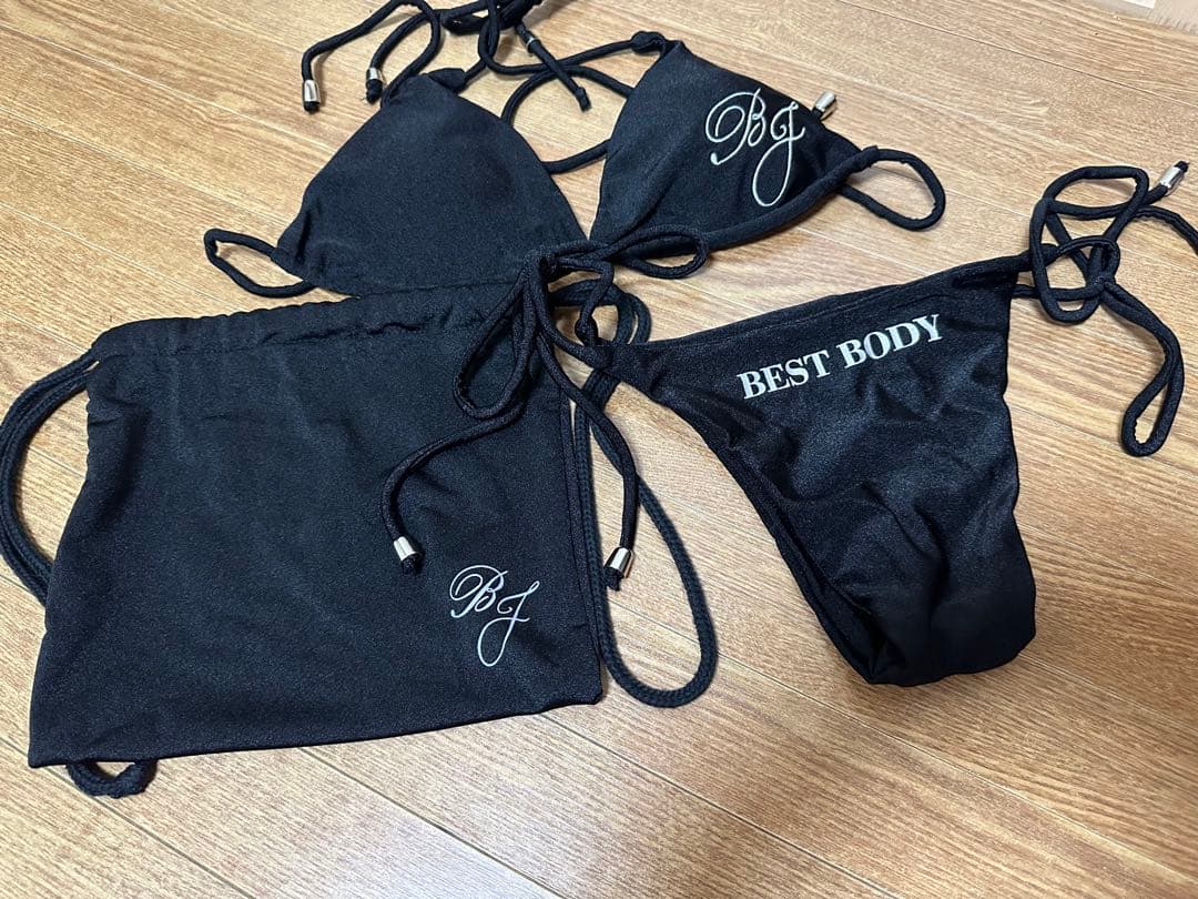 希少文字銀ベストボディジャパン公式ビキニSサイズ 黒