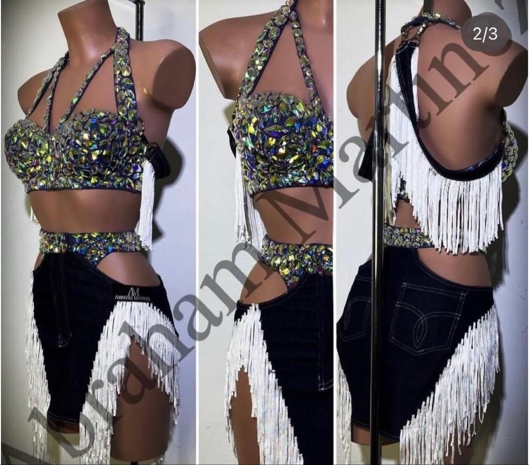 Abraham Martinez 社交ダンスドレス　セパレートタイプ　デニム生地