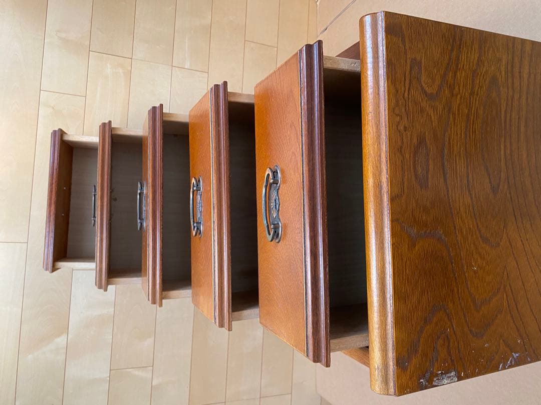 木製チェスト 5段 引き出し付き