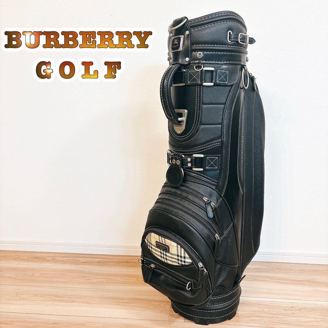 ✨送料無料✨ バーバリー ゴルフ キャディバッグ ゴルフバッグ レザー ブラック