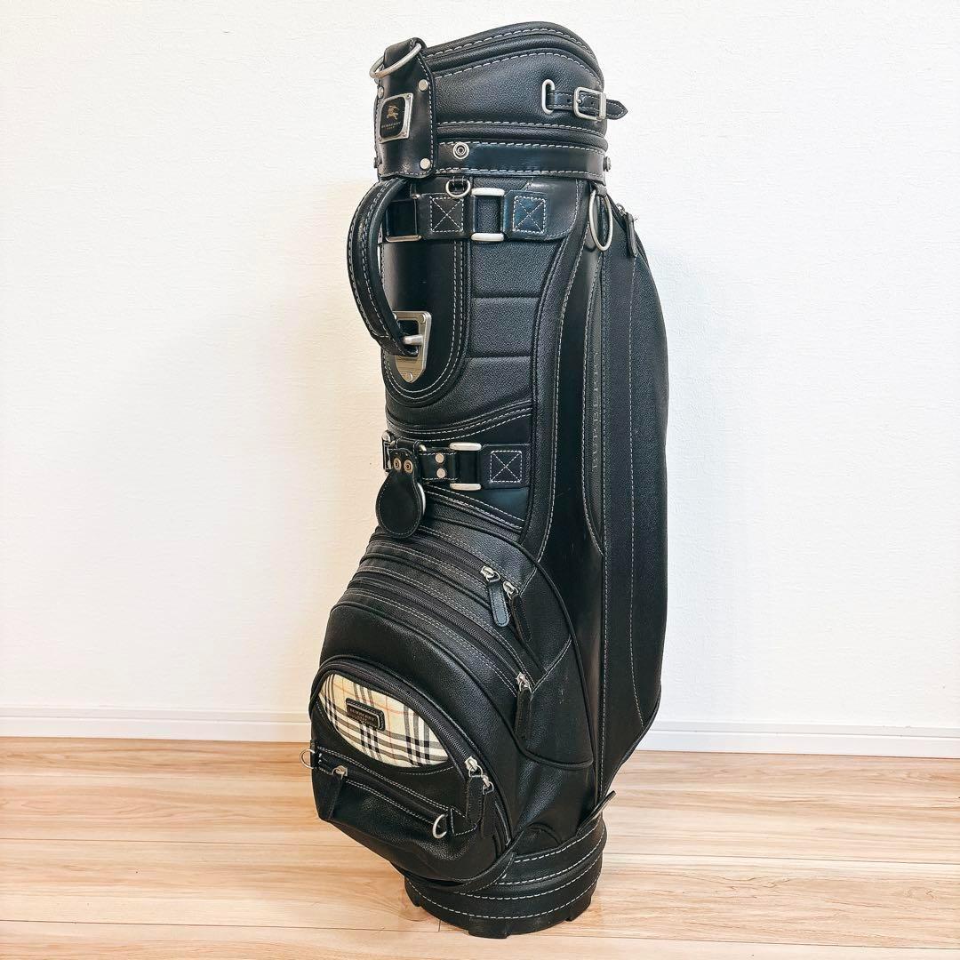 ✨送料無料✨ バーバリー ゴルフ キャディバッグ ゴルフバッグ レザー ブラック