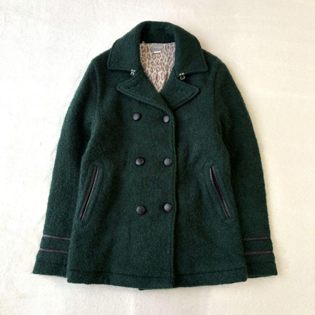 DELUXE デラックス GRIFFIN ブークレーウールPコート 牛革 M