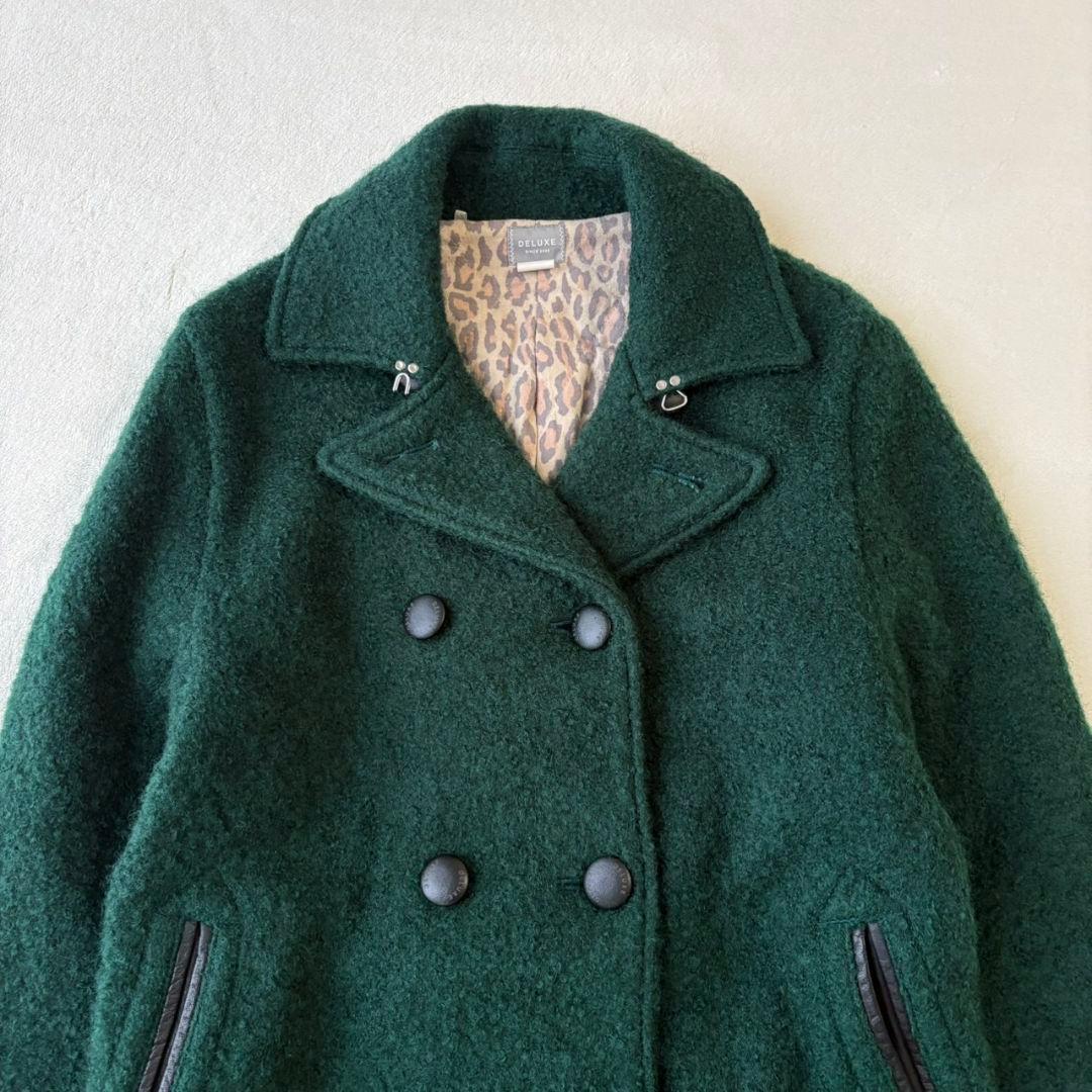 DELUXE デラックス GRIFFIN ブークレーウールPコート 牛革 M