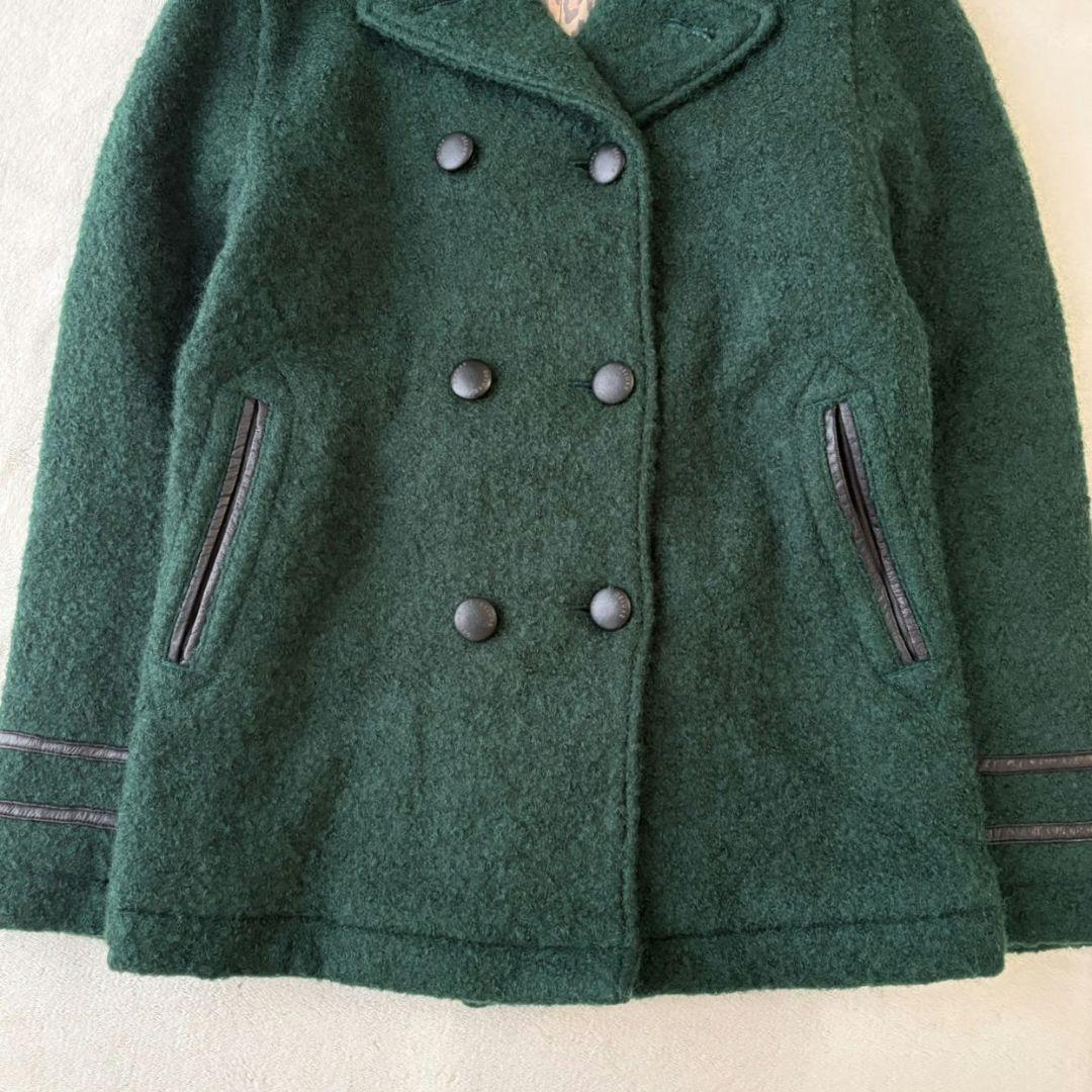 DELUXE デラックス GRIFFIN ブークレーウールPコート 牛革 M