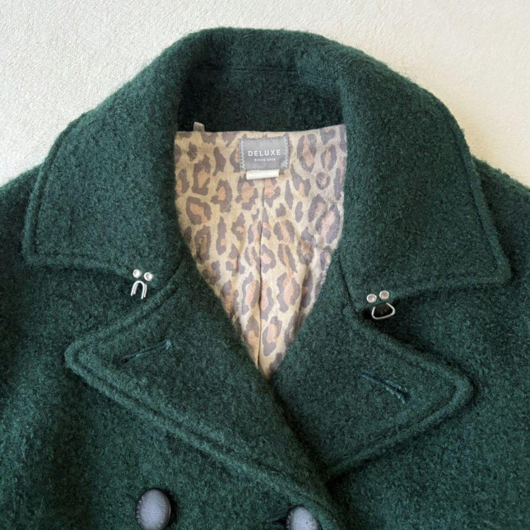 DELUXE デラックス GRIFFIN ブークレーウールPコート 牛革 M