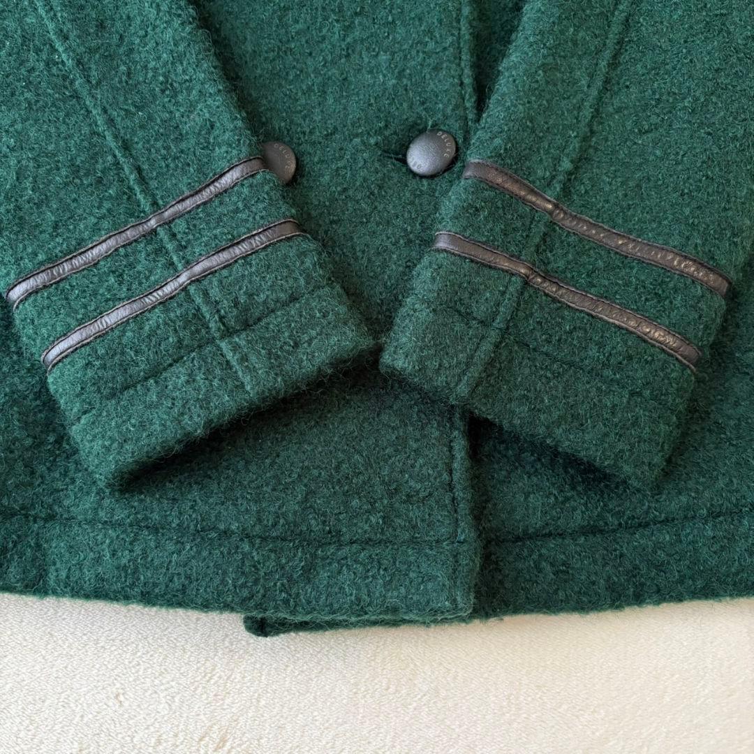 DELUXE デラックス GRIFFIN ブークレーウールPコート 牛革 M