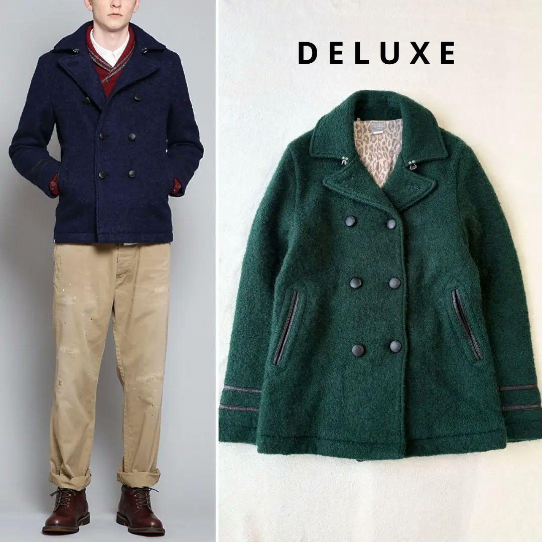 DELUXE デラックス GRIFFIN ブークレーウールPコート 牛革 M