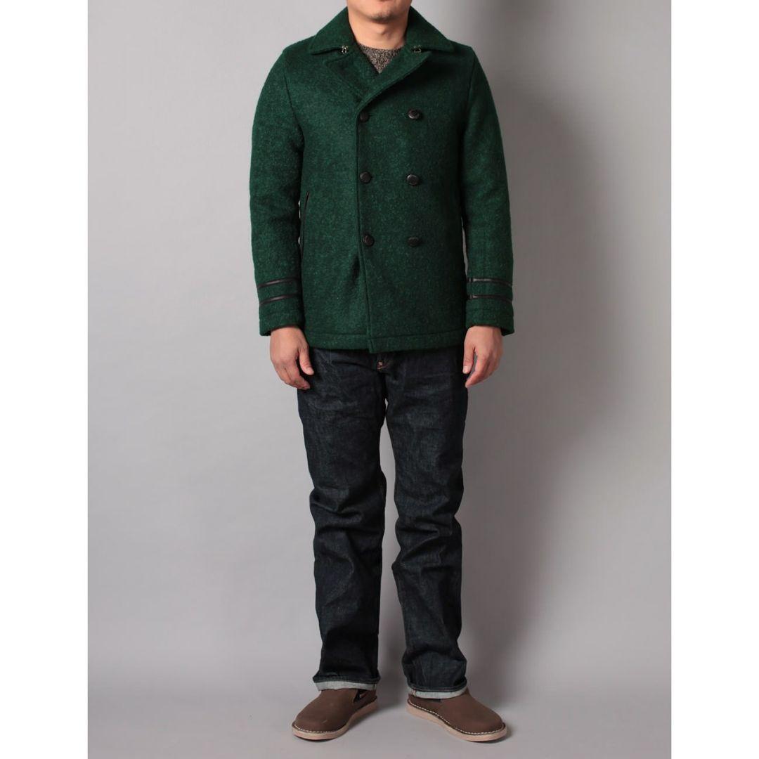 DELUXE デラックス GRIFFIN ブークレーウールPコート 牛革 M