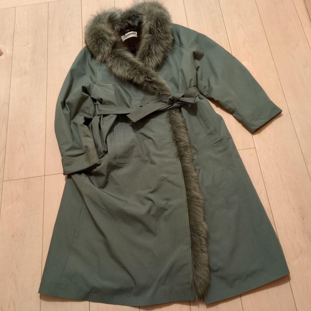 『サガファー』サガフォックスリアルファーライニングロングコートフリーサイズ北欧製