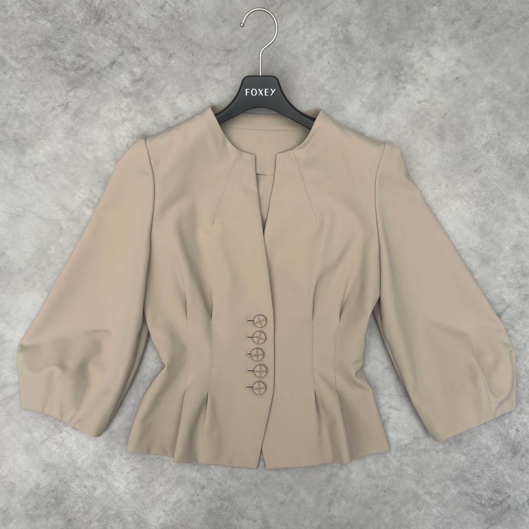 【FOXEY NEW YORK】ヴィクトリア ジャケット ノーカラー 日本製38