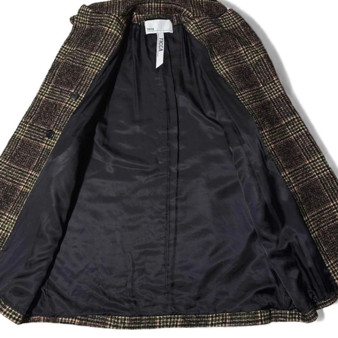 早い者勝ち　ティッカ　チェックテントコート　モヘヤアルパカ