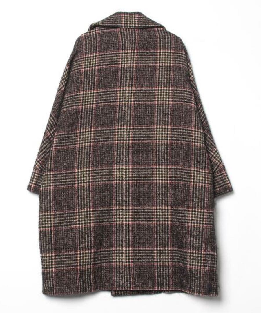 早い者勝ち　ティッカ　チェックテントコート　モヘヤアルパカ