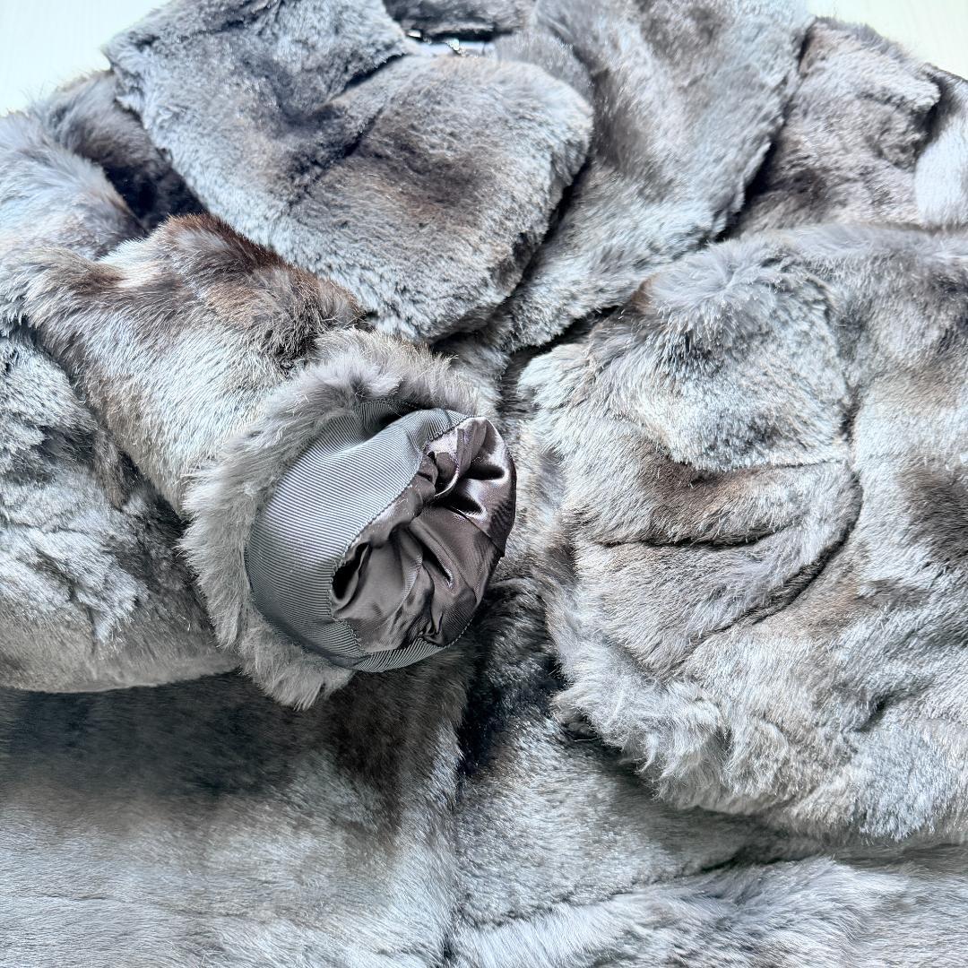 希少✨アドーア　ラビットファー ノーカラーコート 毛皮　エレガント　38