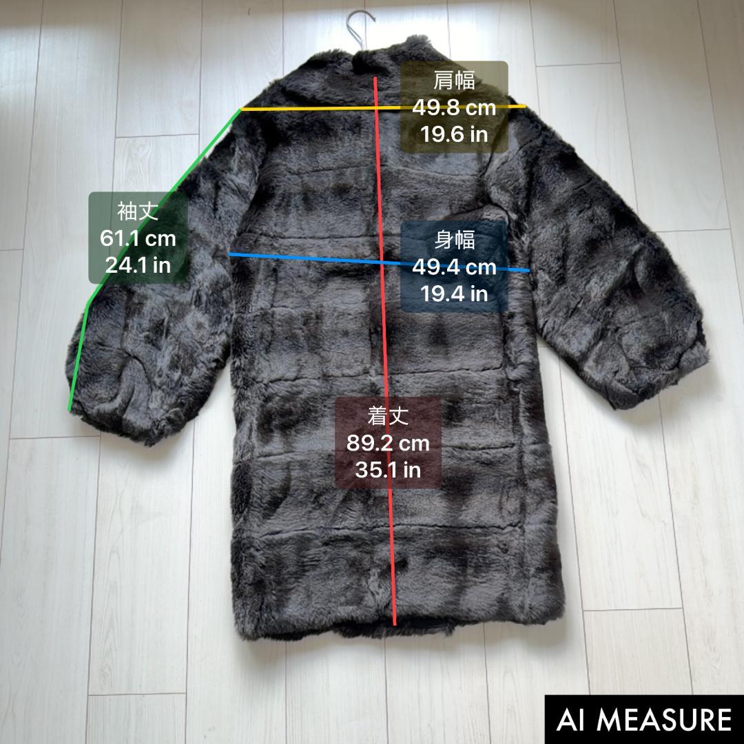 希少✨アドーア　ラビットファー ノーカラーコート 毛皮　エレガント　38