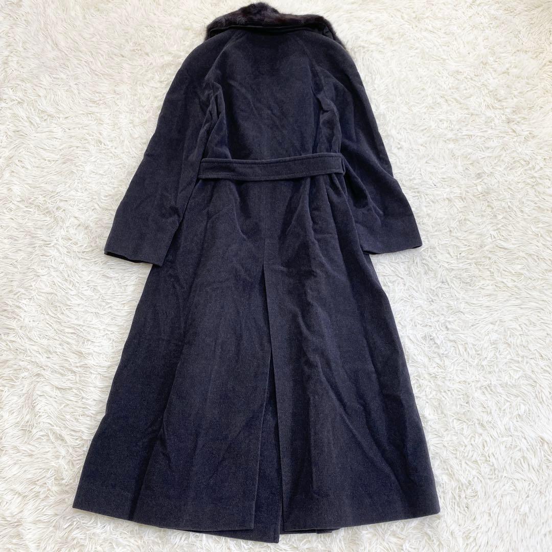 【極美品】デルバ ベルテッドコート マキシ リアルファー アンゴラ カシミア