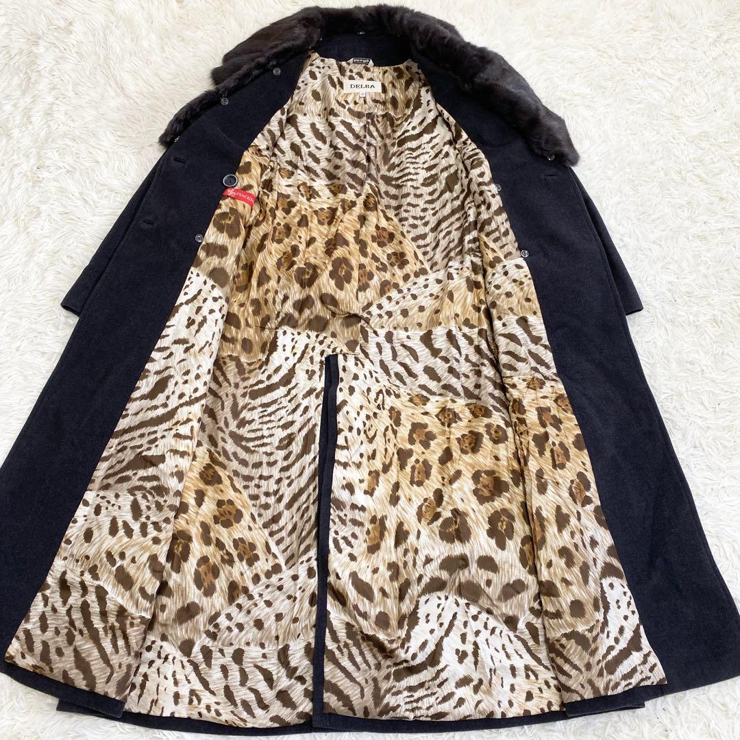【極美品】デルバ ベルテッドコート マキシ リアルファー アンゴラ カシミア
