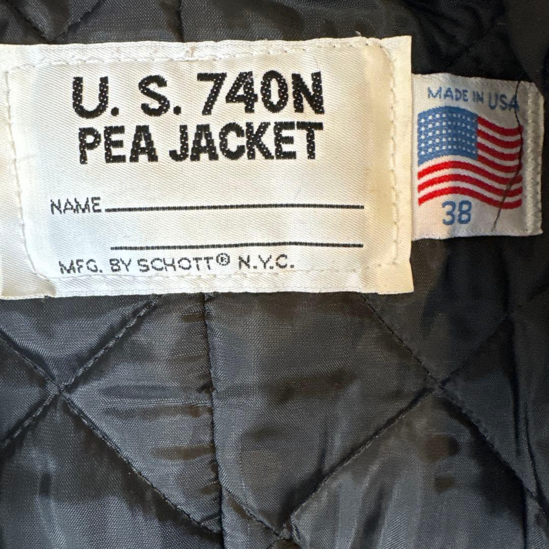 美品【SCHOTT】 ショット ピーコート キルティング 肉厚 ブラック 38