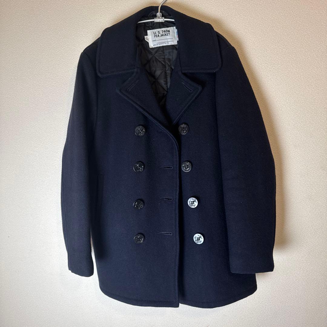 美品【SCHOTT】 ショット ピーコート キルティング 肉厚 ブラック 38