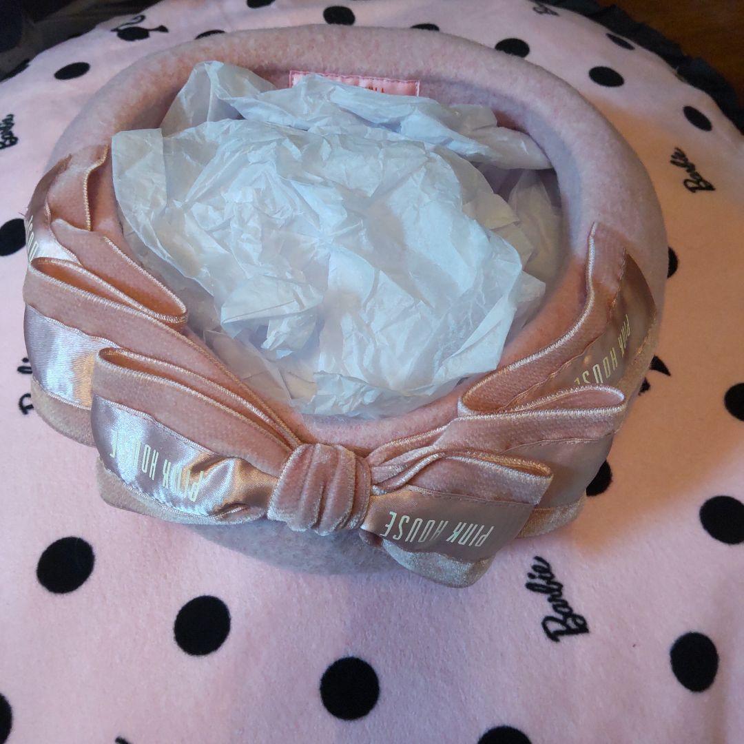 なーなピンクハウス 青木美沙子コラボ リボン ベレー帽ピンク