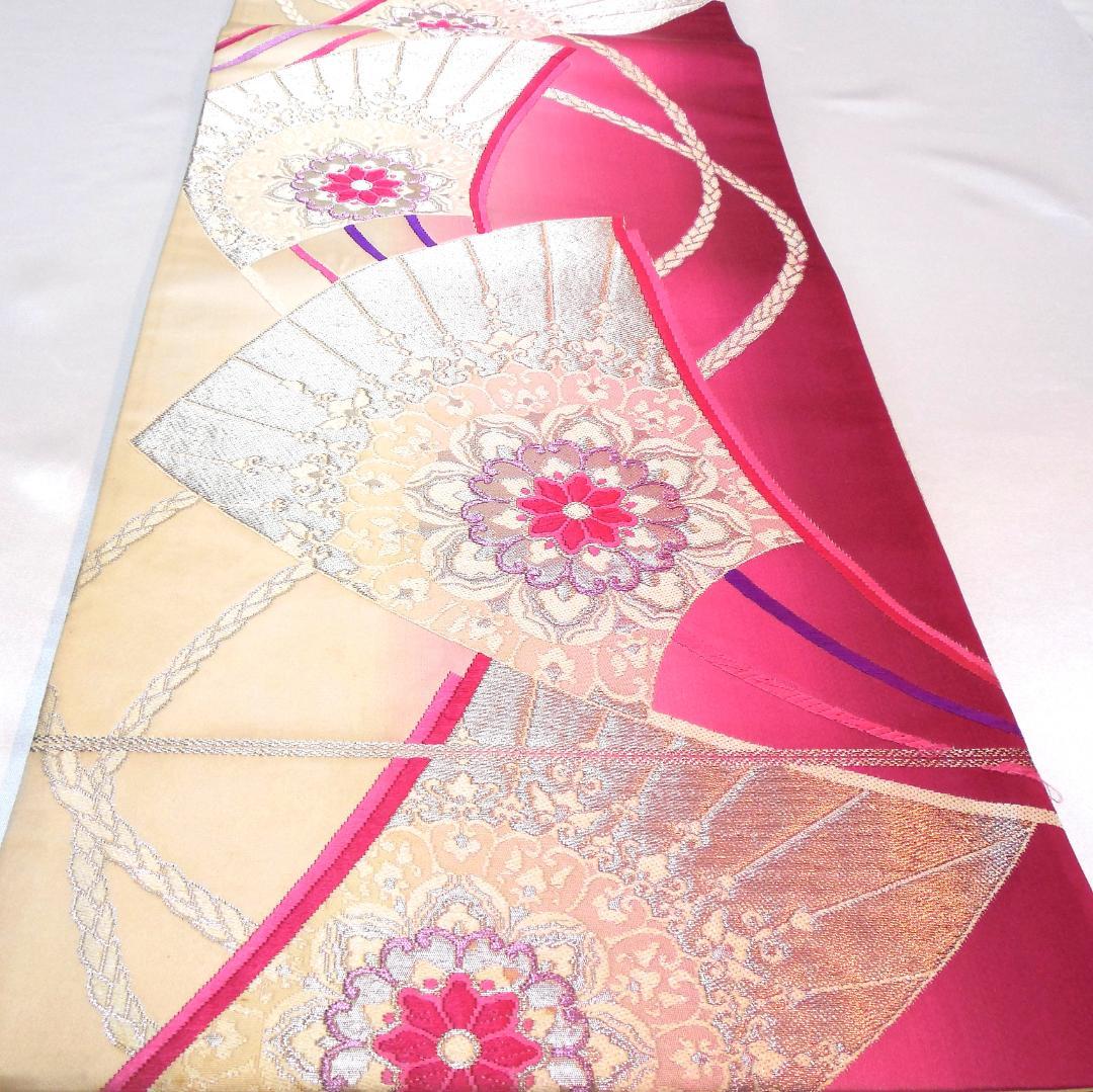 美品★振袖フルセット　正絹　成人式　振袖　7点セット　Mサイズ　レッド系　花柄