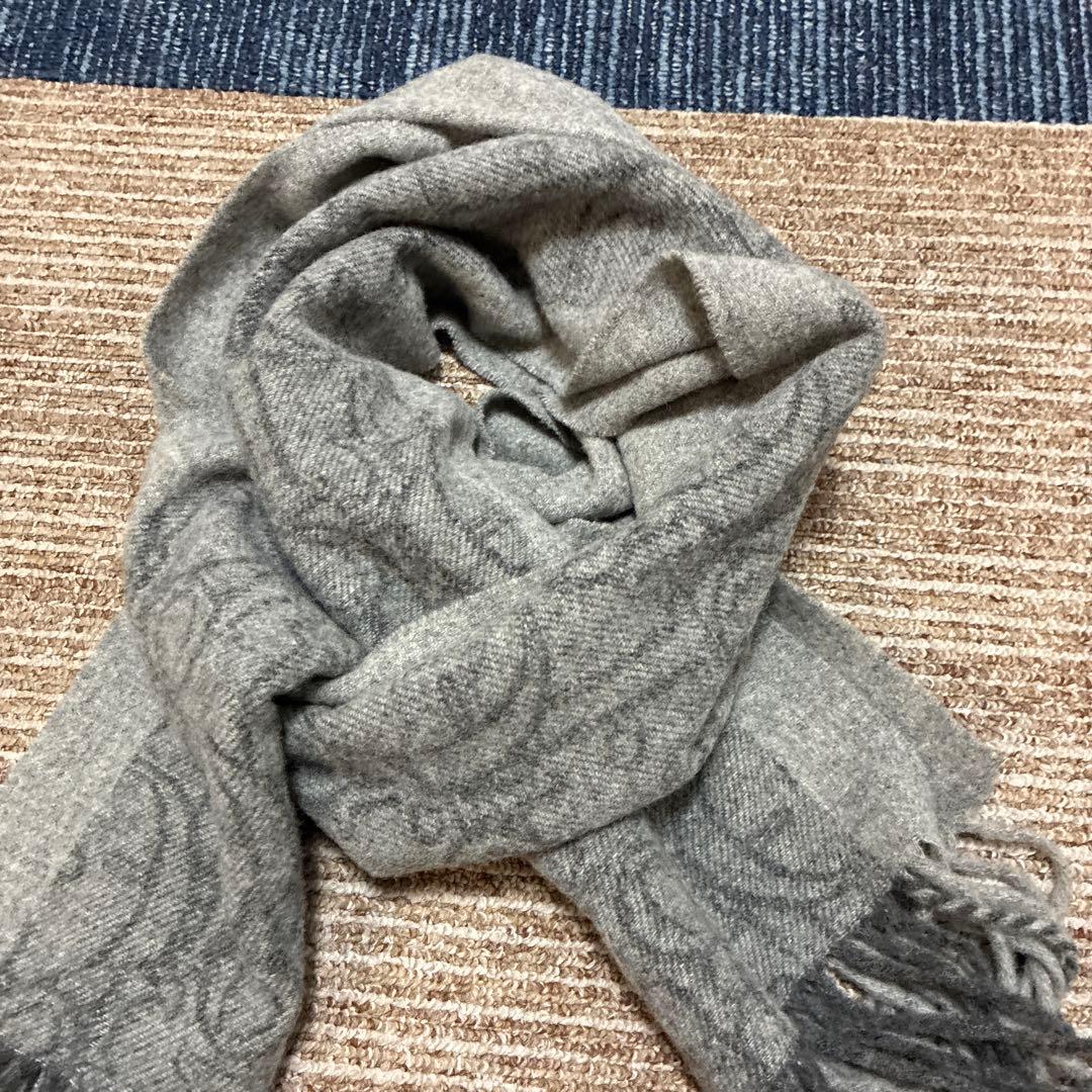 Christian Dior グレー ストライプマフラー 男女問わず