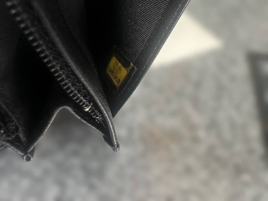 【正規品】CHANEL シャネル カメリア 二つ折り財布 ブラック×シルバー