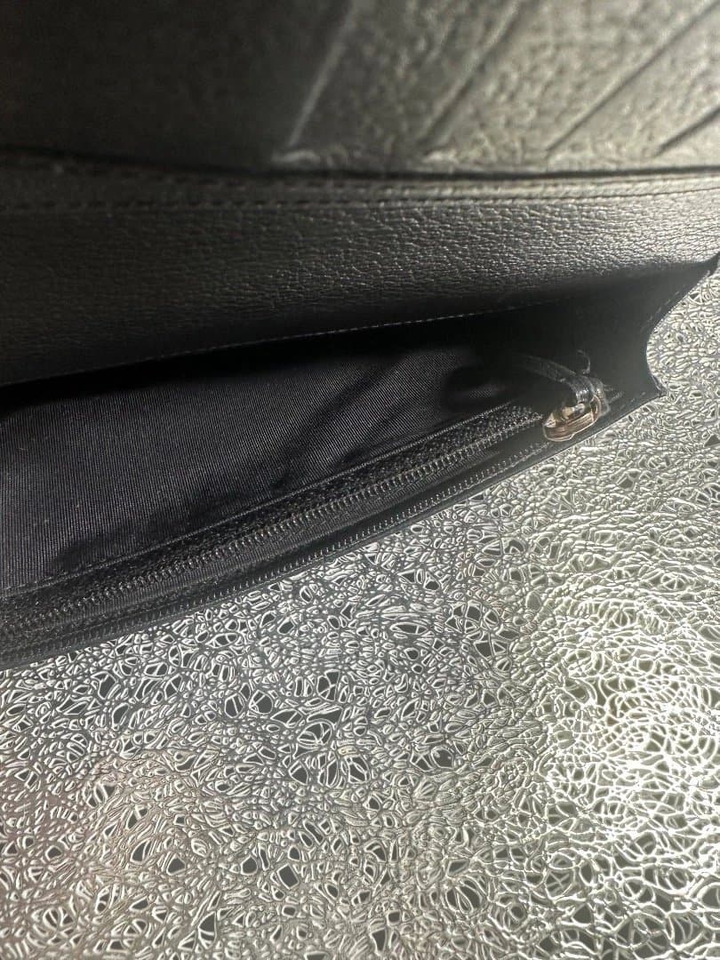 【正規品】CHANEL シャネル カメリア 二つ折り財布 ブラック×シルバー