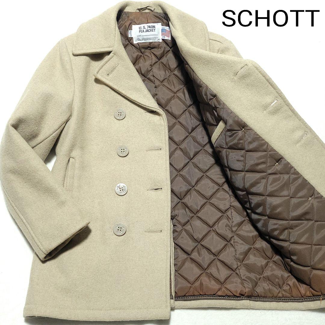 【希少色】Schott　ピーコート メルトン アメリカ製 740N キルティング