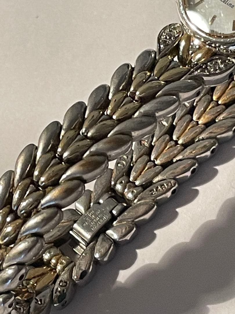 SEIKO エクセリーヌ　腕時計　コンビ　シェル盤　1Pダイヤ　ダイヤベルト