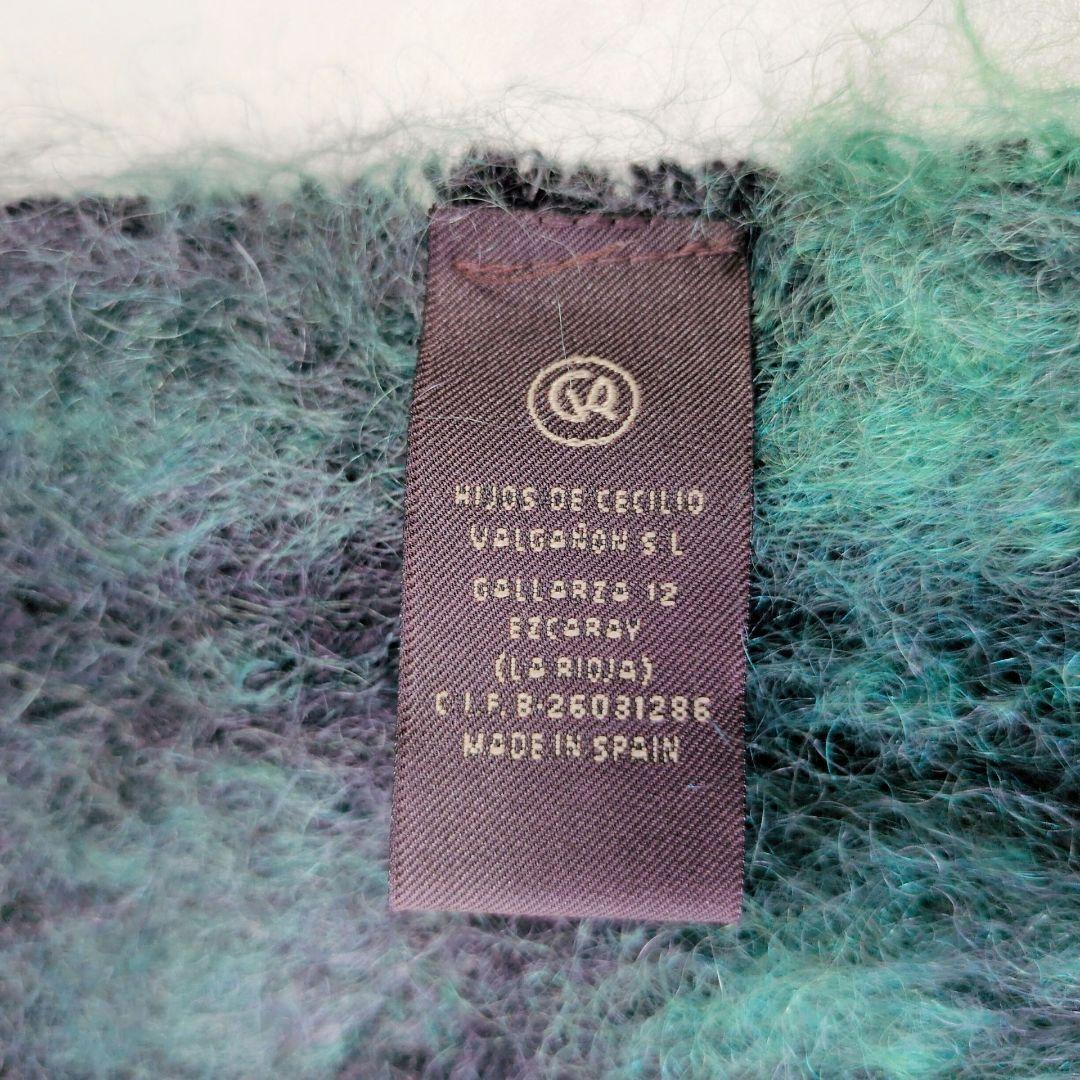 美品 マンタスエスカレイ チェック マフラー チェック グリーン ウール モヘア