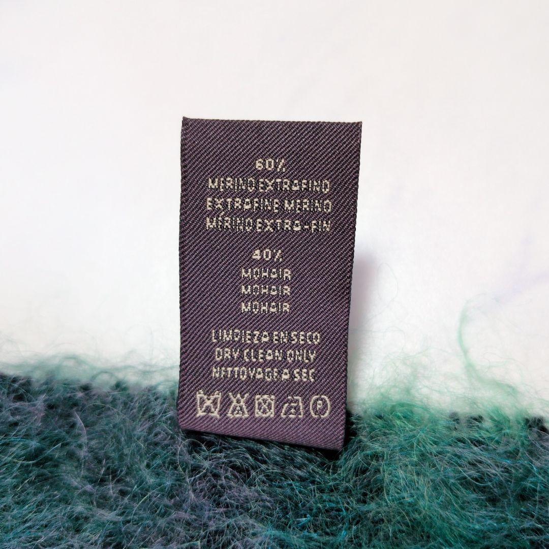 美品 マンタスエスカレイ チェック マフラー チェック グリーン ウール モヘア