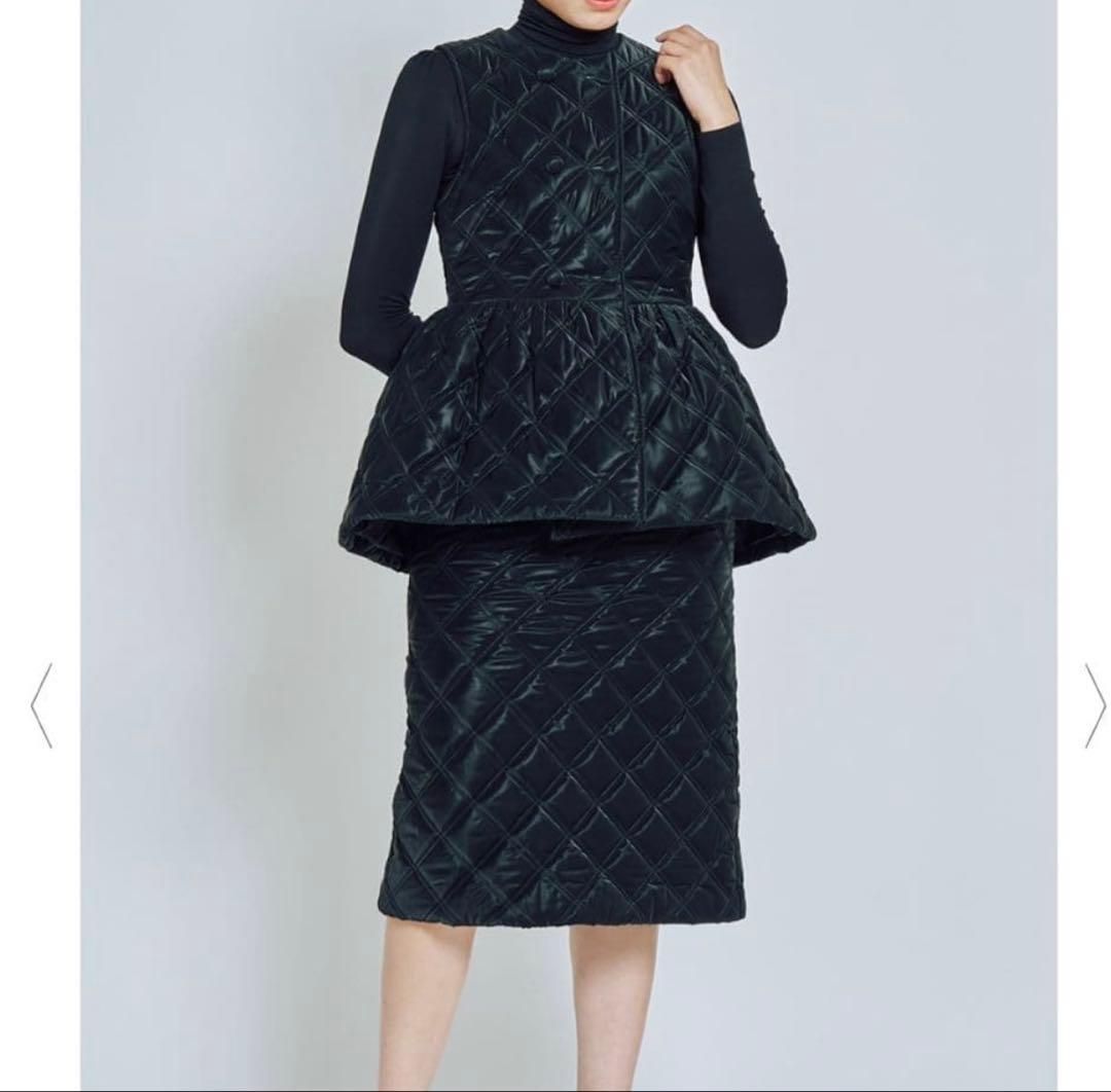 BORDERS at BALCONY ブラック ペプラムキルティング ベスト