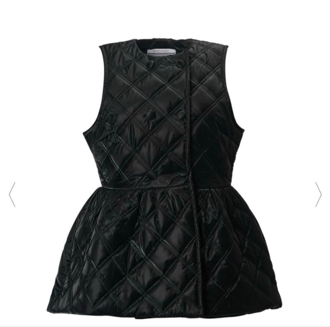 BORDERS at BALCONY ブラック ペプラムキルティング ベスト