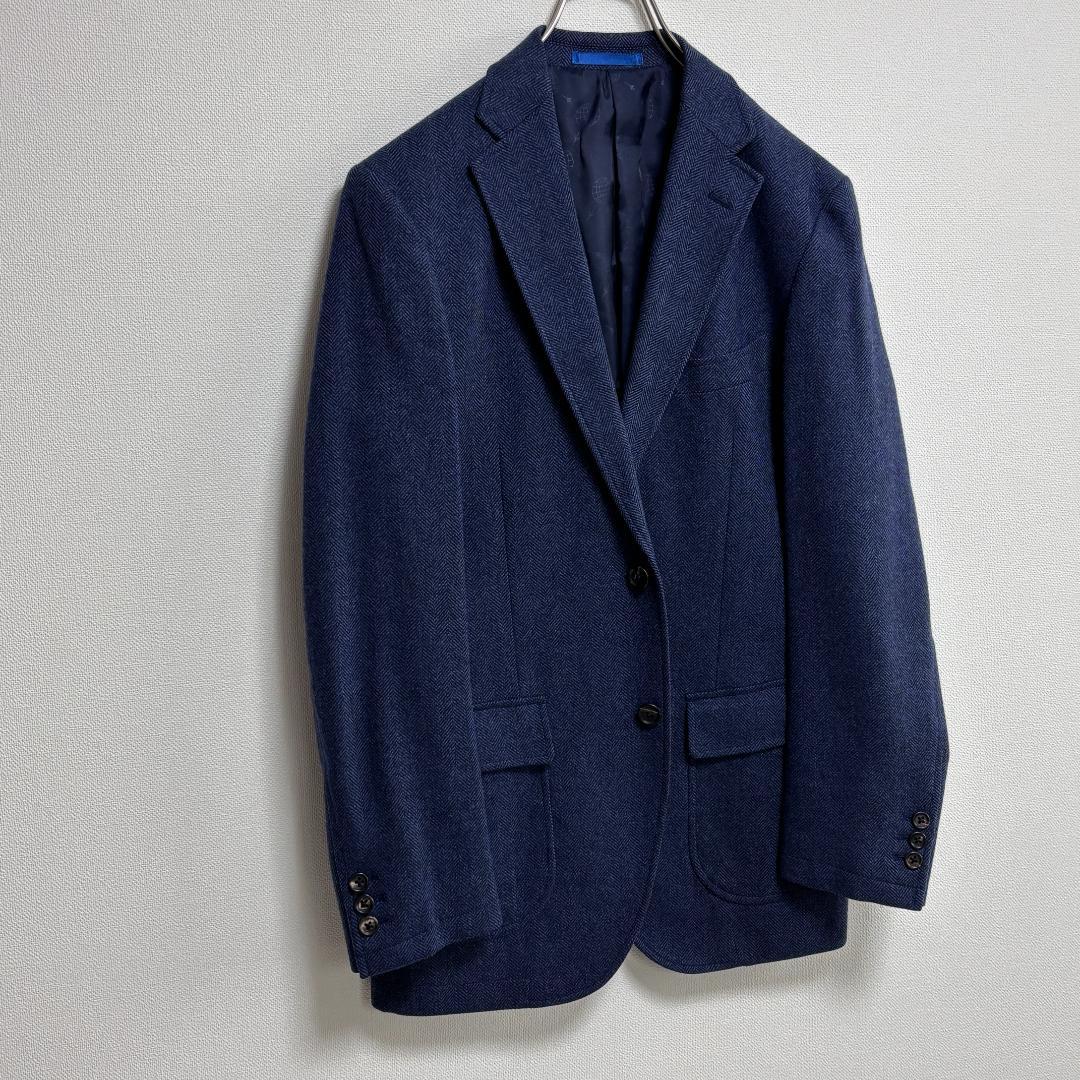 【美品・MOONヘリンボーン生地】トランスコンチネンツ/ジャケット/紺/L