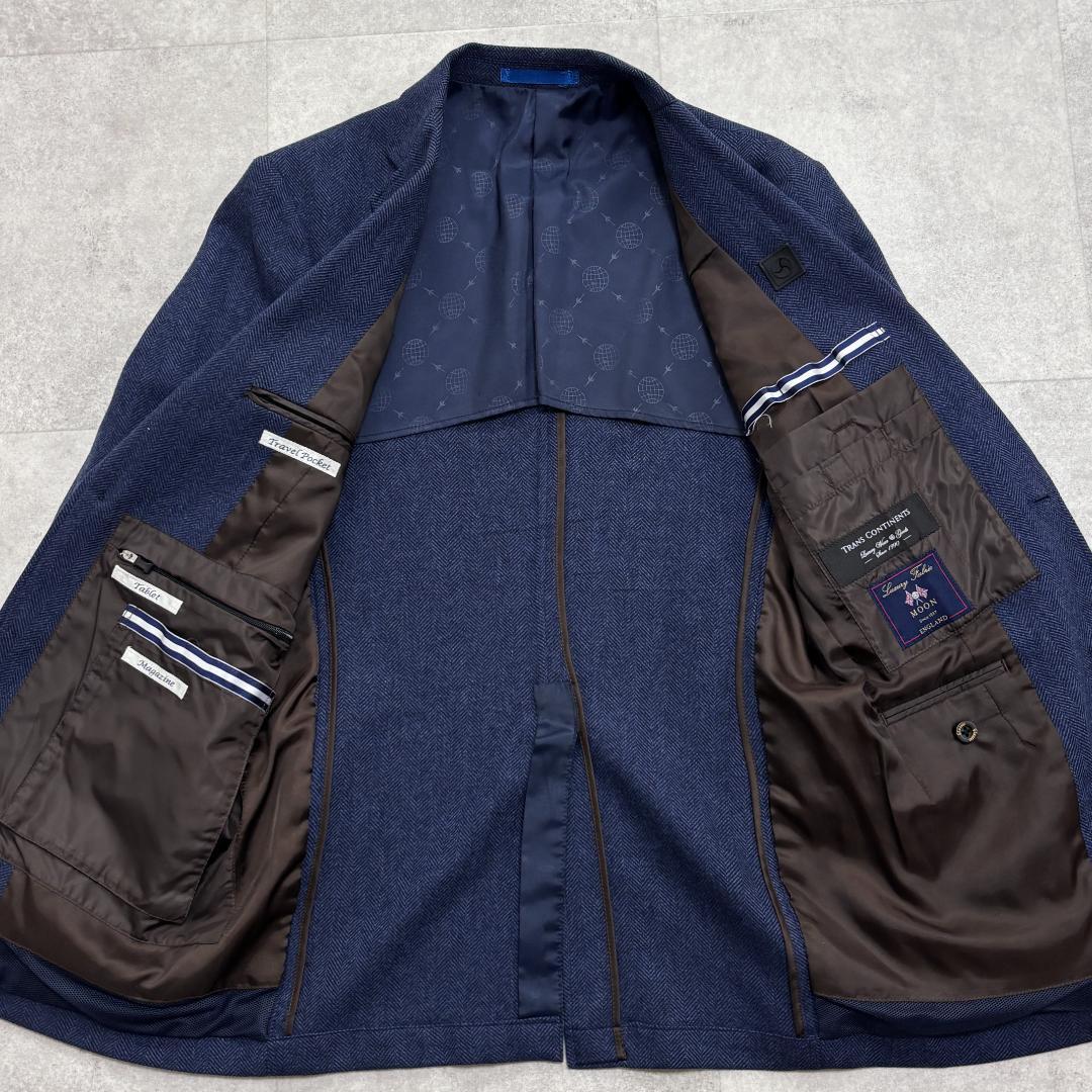 【美品・MOONヘリンボーン生地】トランスコンチネンツ/ジャケット/紺/L