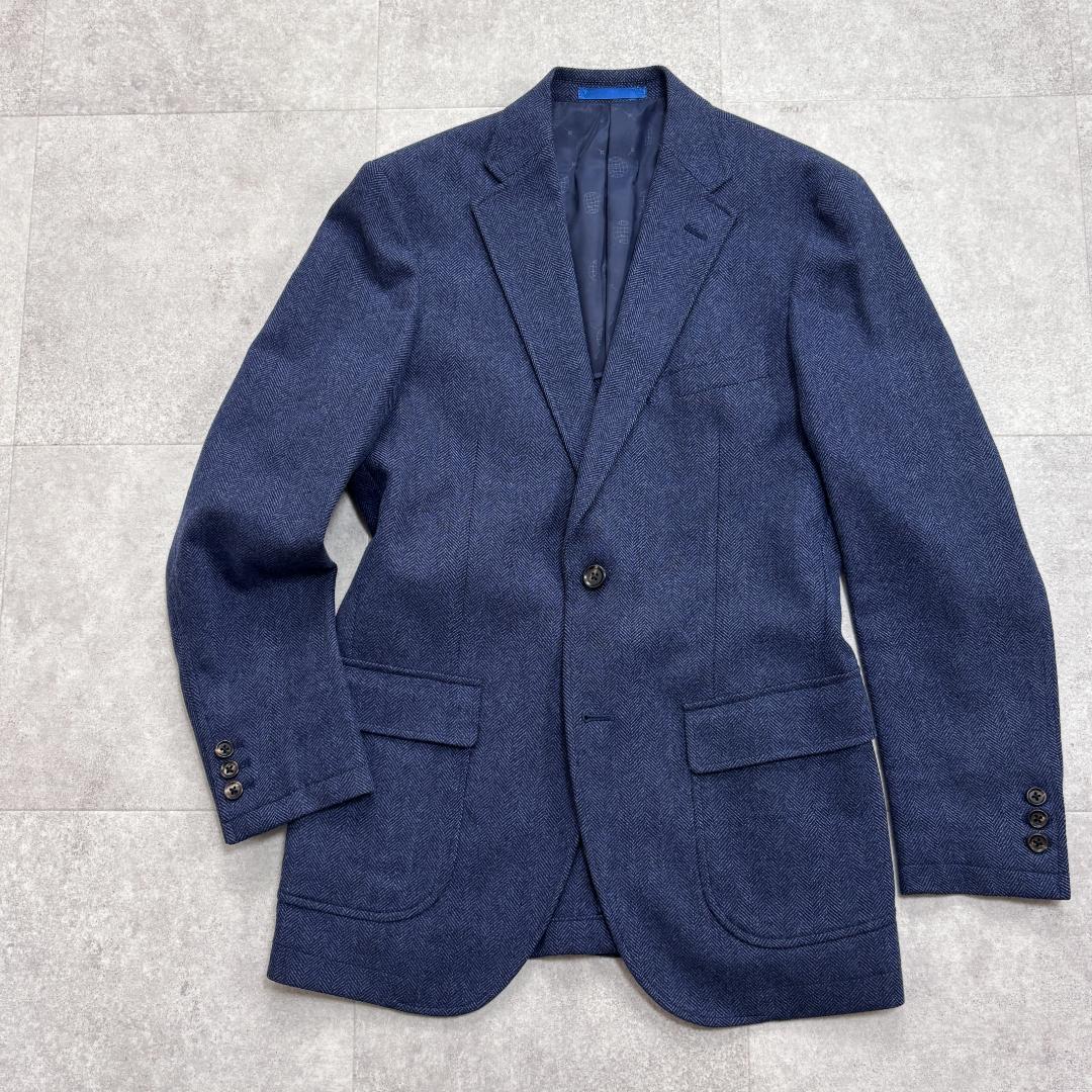 【美品・MOONヘリンボーン生地】トランスコンチネンツ/ジャケット/紺/L