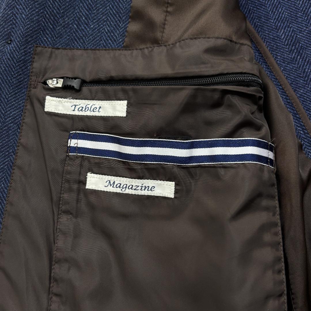 【美品・MOONヘリンボーン生地】トランスコンチネンツ/ジャケット/紺/L