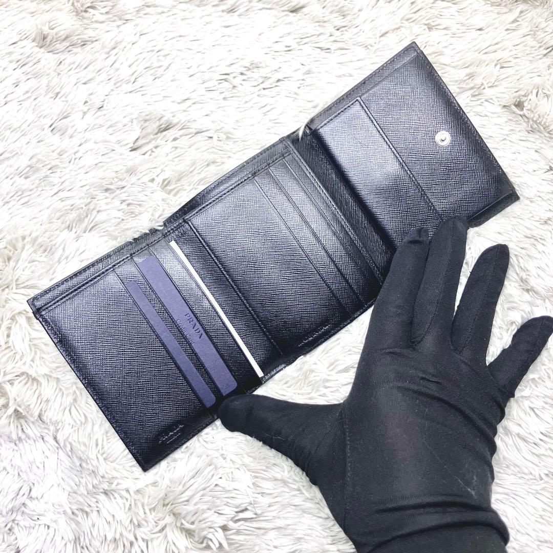 未使用級✨ PRADA 三つ折り財布 ナイロン 三角ロゴ ブラック テスート