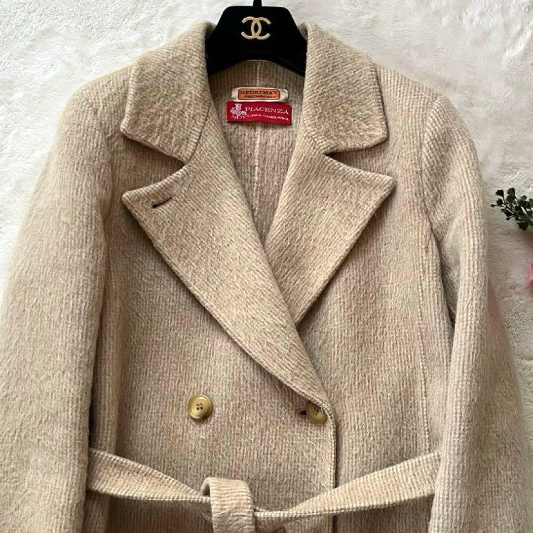 マックスマーラSPORTMAX アルパカ　キャメル　ウール女優襟ロングコート L