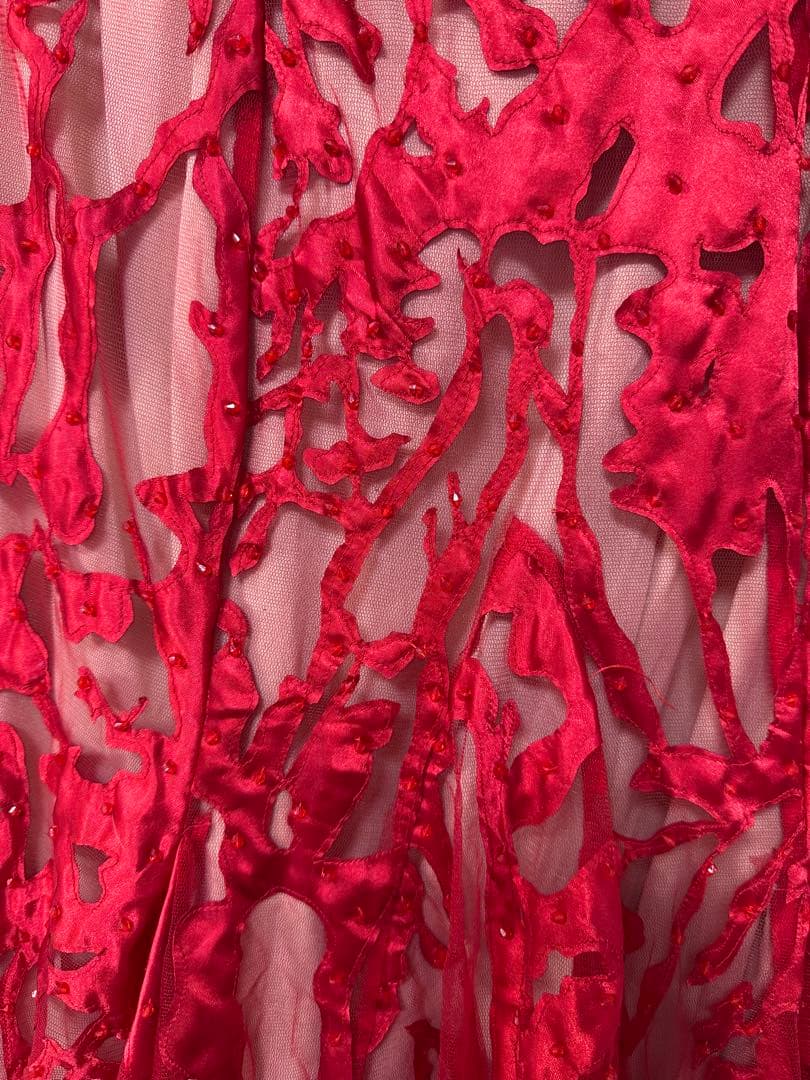 赤い刺繍入りパーティードレス