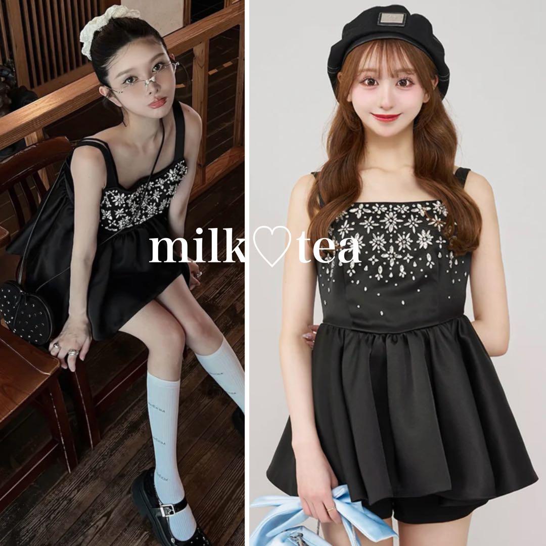 新品タグ付 ダーリッチ ジュエリーフレアチュニック ブラック