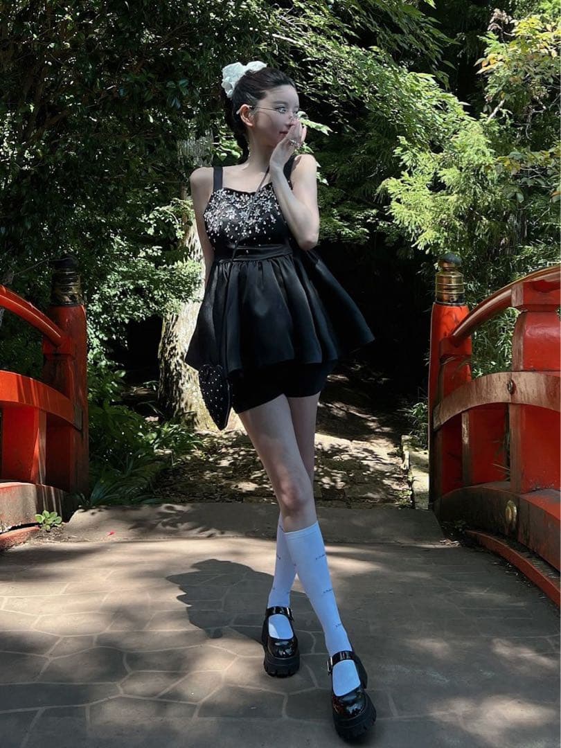 新品タグ付 ダーリッチ ジュエリーフレアチュニック ブラック